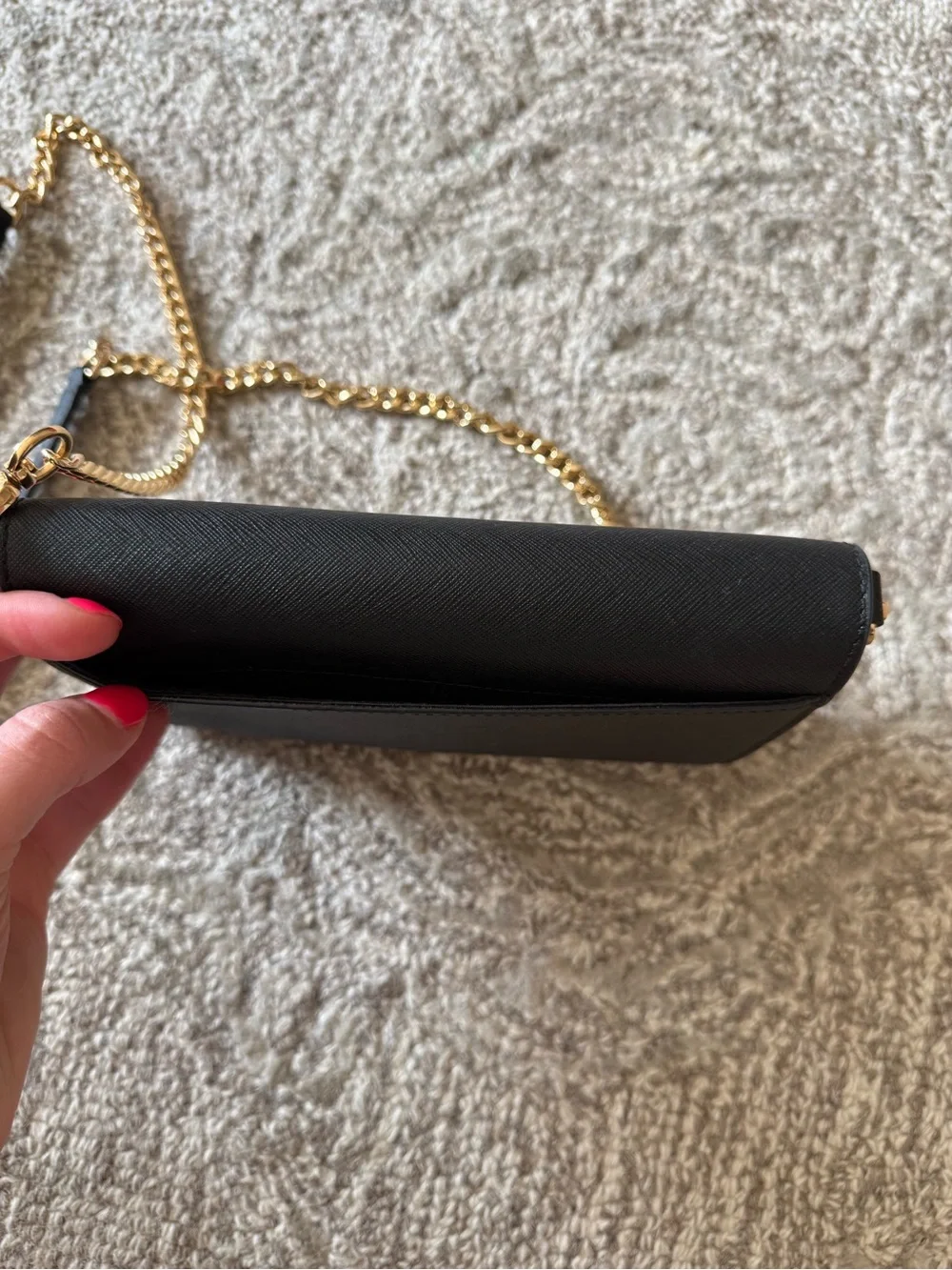 Tory Burch Emerson Chain Wallet Crossbody Black Saffiano Leather